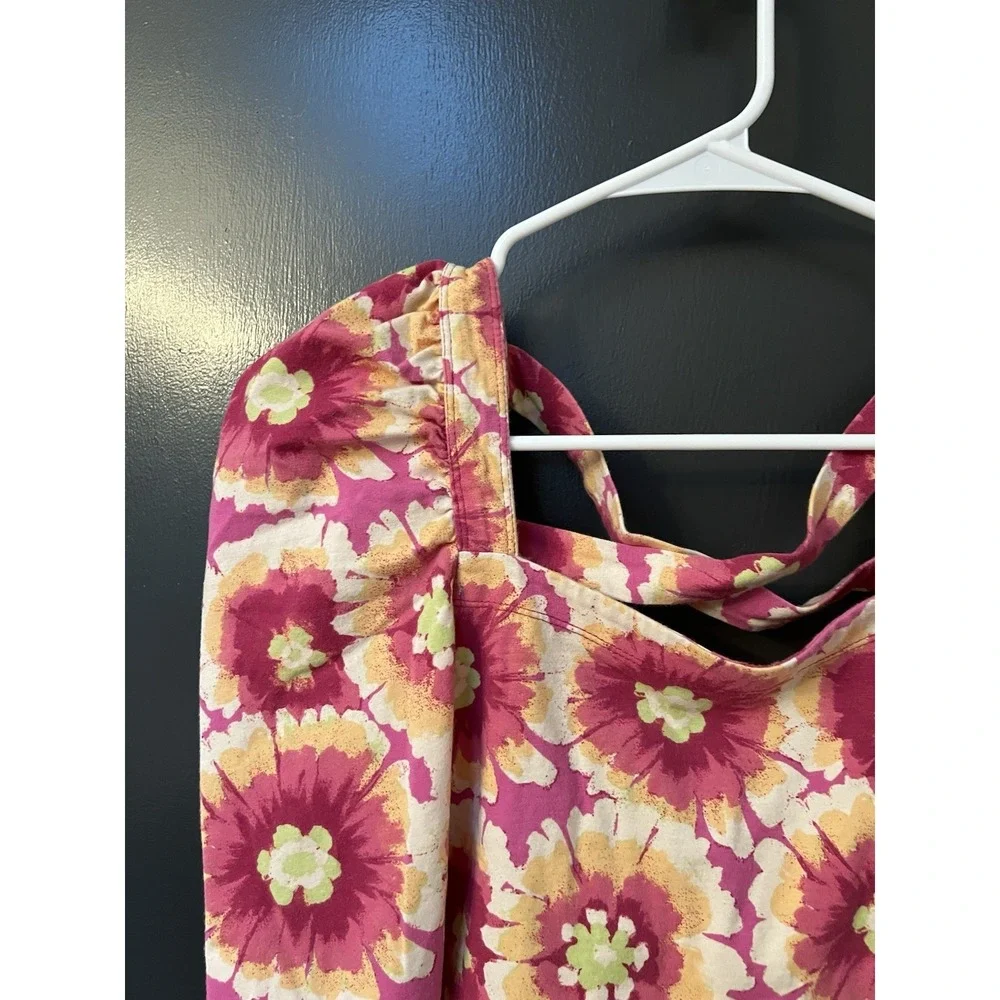 Free People Size XS Give Me More Pink Floral Multi Color Crop Top Half Sleeve